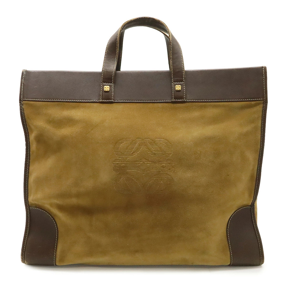 Loewe Anagram Tote Bag Suede Leather Bicolor Beige Brown Cream